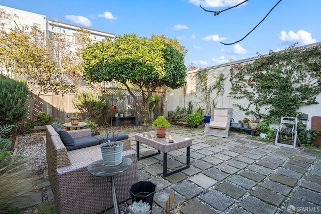 view of patio with an outdoor living space