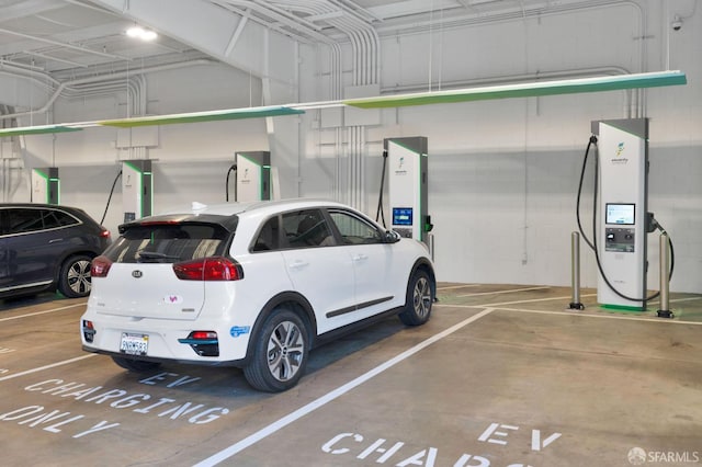 parking deck with concrete block wall