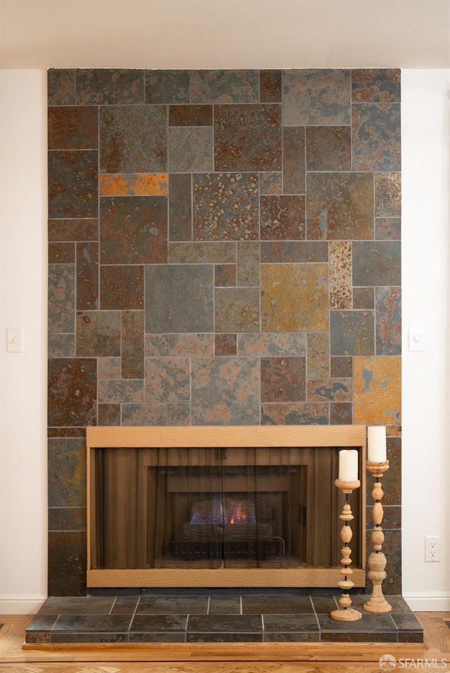 interior details with a fireplace