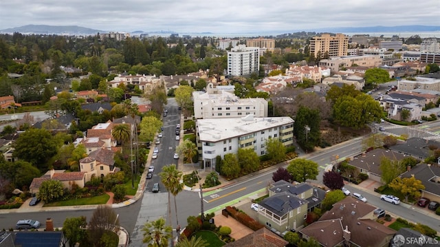 bird's eye view with a city view