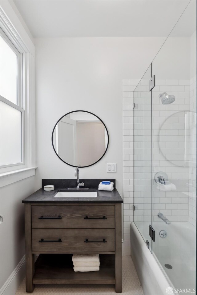 1980-1982 Fell St, San Francisco, CA 94117 - full bath featuring vanity, shower / bath combination with glass door, and baseboards