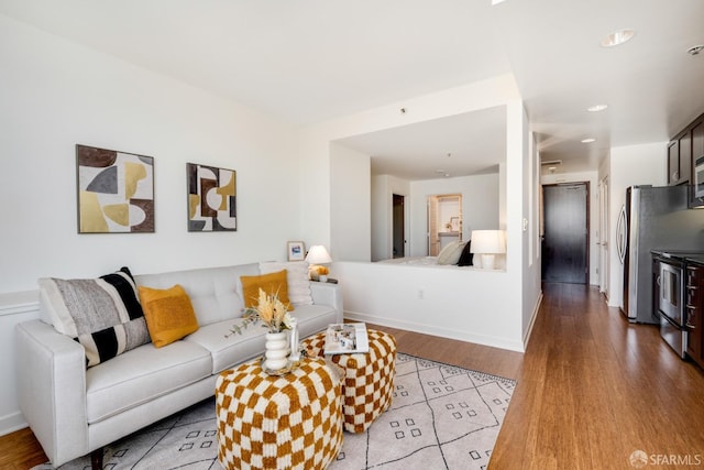 living room featuring light wood-type flooring