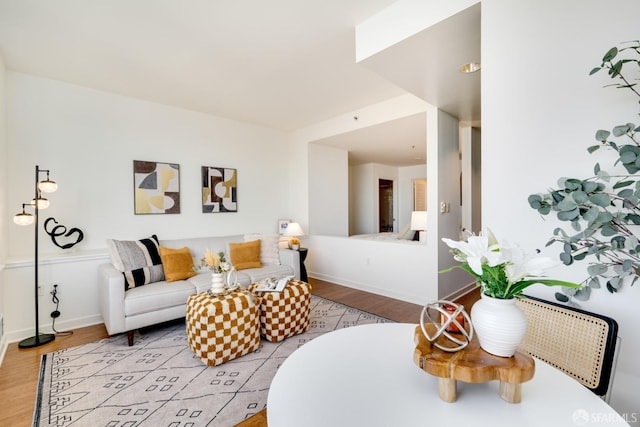 living room featuring light hardwood / wood-style floors