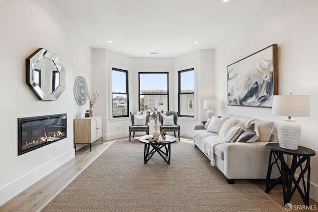 living room featuring light wood-type flooring