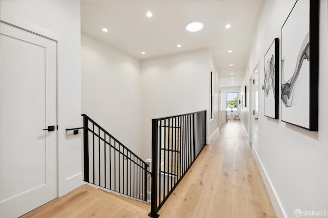 corridor featuring light wood-type flooring