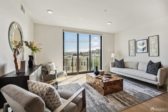 living room featuring hardwood / wood-style floors