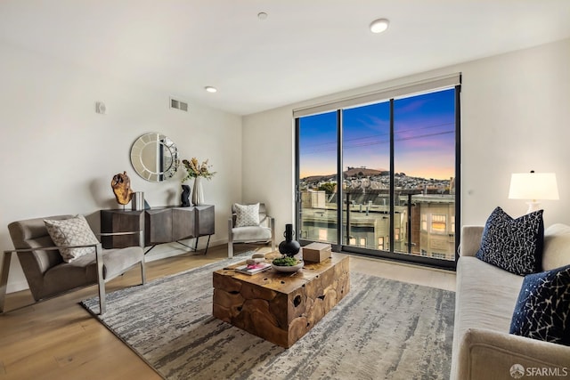 living room featuring hardwood / wood-style flooring