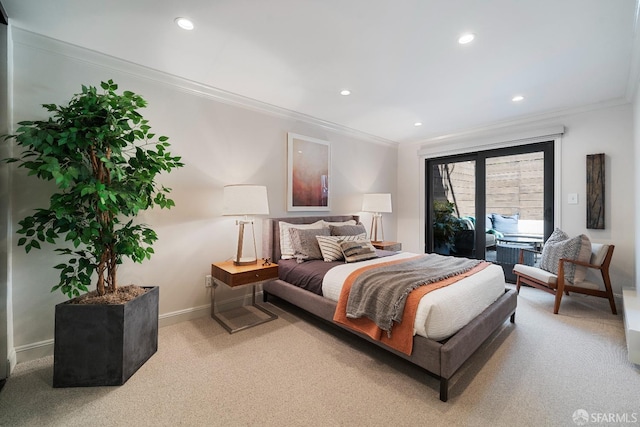 987 De Haro St Unit 1, San Francisco, CA 94107 - bedroom with ornamental molding, carpet, recessed lighting, baseboards, and access to outside
