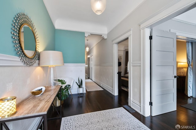 hall featuring dark hardwood / wood-style flooring