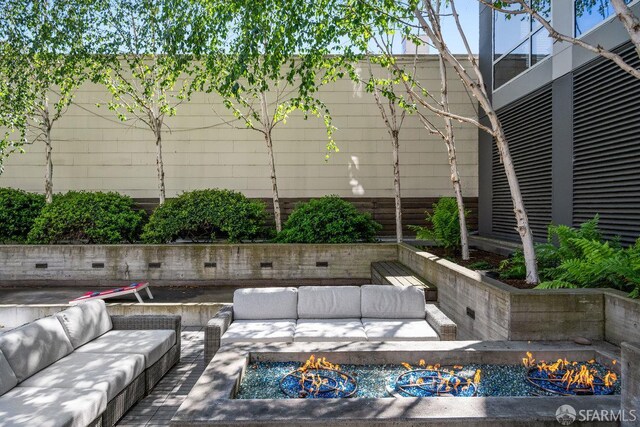 1788 Clay St Unit 103, San Francisco, CA 94109 - view of patio with an outdoor living space with a fire pit