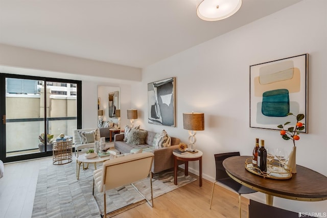 living room featuring light hardwood / wood-style flooring