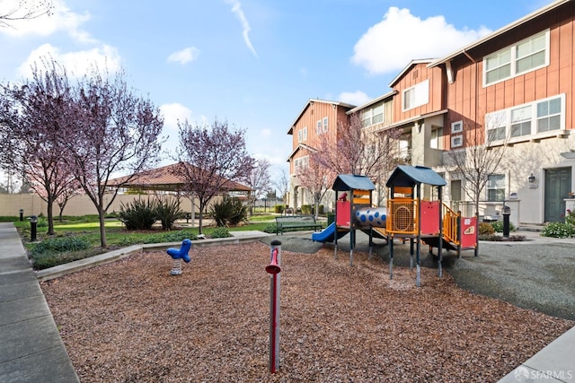 community playground with a residential view