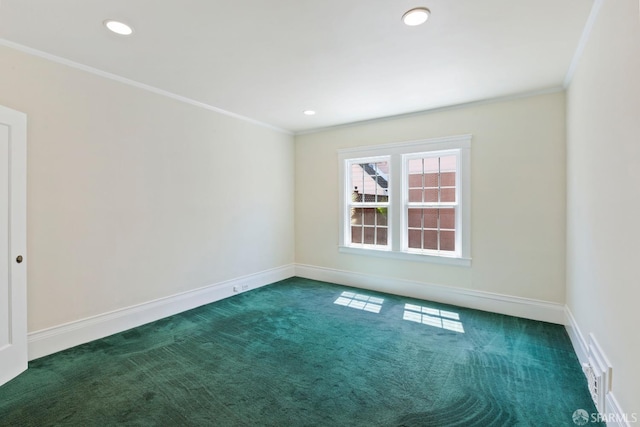 47 Brunswick St, San Francisco, CA 94112 - carpeted spare room with recessed lighting, baseboards, visible vents, and ornamental molding