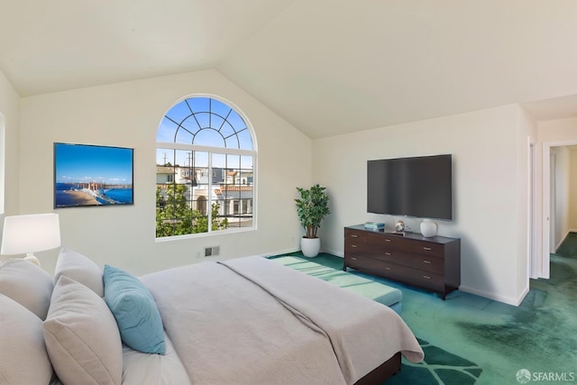 47 Brunswick St, San Francisco, CA 94112 - carpeted bedroom featuring visible vents, baseboards, and vaulted ceiling