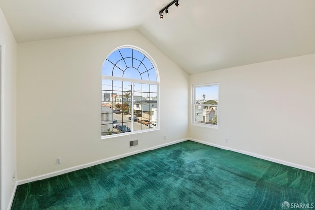 47 Brunswick St, San Francisco, CA 94112 - carpeted spare room with baseboards, vaulted ceiling, and visible vents