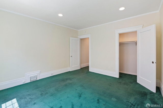47 Brunswick St, San Francisco, CA 94112 - unfurnished bedroom featuring carpet flooring, recessed lighting, baseboards, visible vents, and ornamental molding