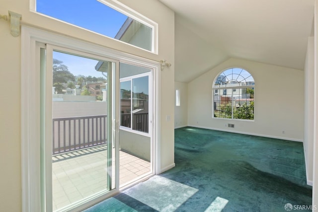 47 Brunswick St, San Francisco, CA 94112 - entryway featuring carpet floors, baseboards, vaulted ceiling, and visible vents