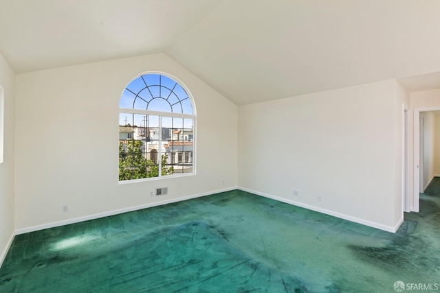 47 Brunswick St, San Francisco, CA 94112 - carpeted empty room featuring baseboards, vaulted ceiling, and visible vents