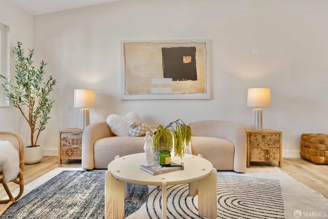 living area featuring hardwood / wood-style flooring