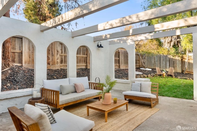 view of patio with an outdoor living space