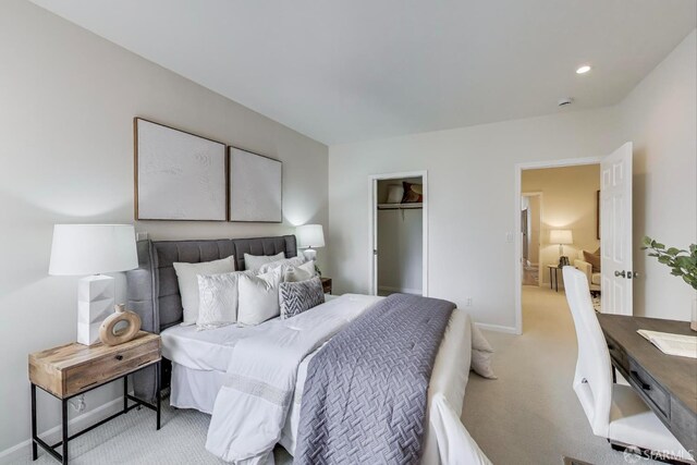 2826-2828 Cabrillo St, San Francisco, CA 94121 - bedroom featuring light colored carpet, a closet, and recessed lighting