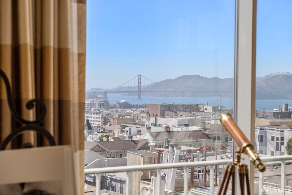 balcony with a mountain view