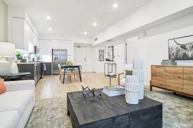 living room featuring light hardwood / wood-style floors