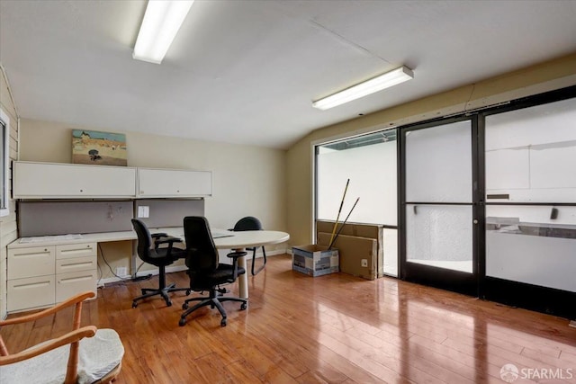 558 A St, Hayward, CA 94541 - office area featuring light wood-type flooring and lofted ceiling