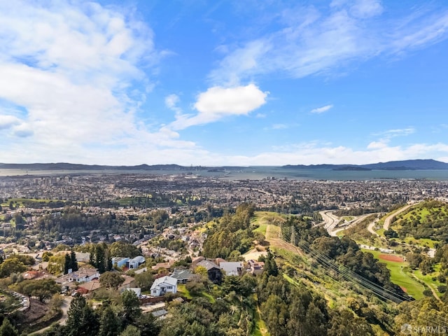 aerial view with a mountain view