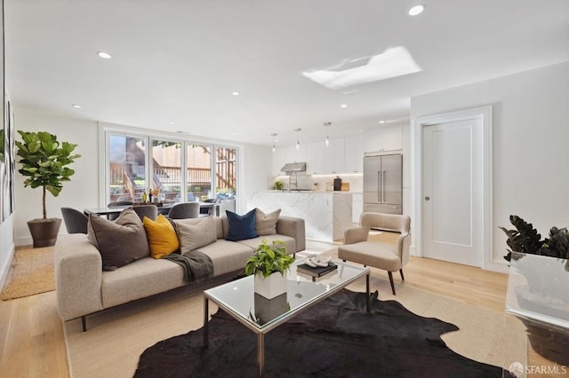 living room featuring light hardwood / wood-style floors