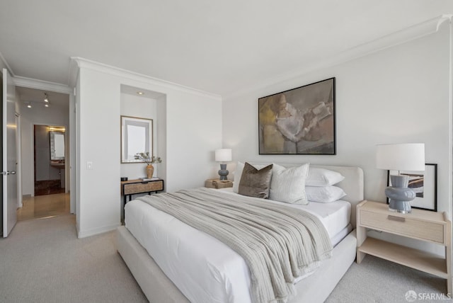 999 Green St Unit 1403, San Francisco, CA 94133 - bedroom featuring ornamental molding and light carpet