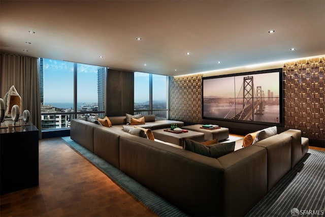488 Folsom St Unit 4506, San Francisco, CA 94105 - cinema room featuring recessed lighting and wood finished floors