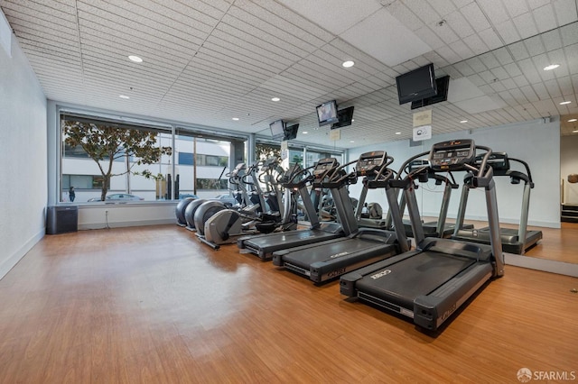 201 Harrison St Unit 302, San Francisco, CA 94105 - exercise room featuring wood finished floors and baseboards