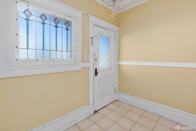 doorway featuring light tile patterned floors