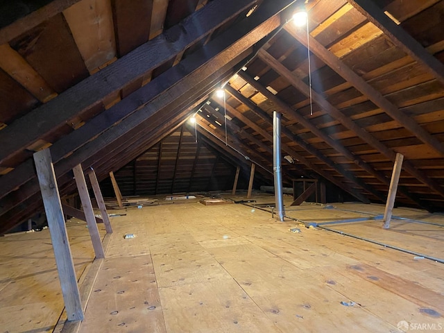 view of unfinished attic