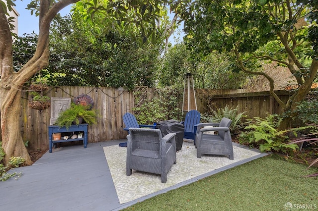 view of patio featuring a fenced backyard