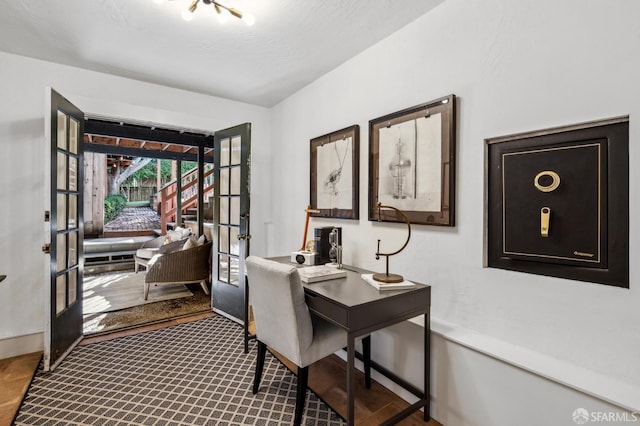 home office with french doors