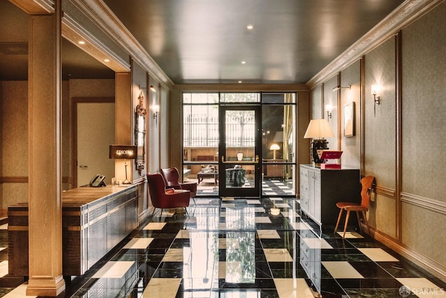 401 Harrison St Unit 45C, San Francisco, CA 94105 - building lobby featuring crown molding