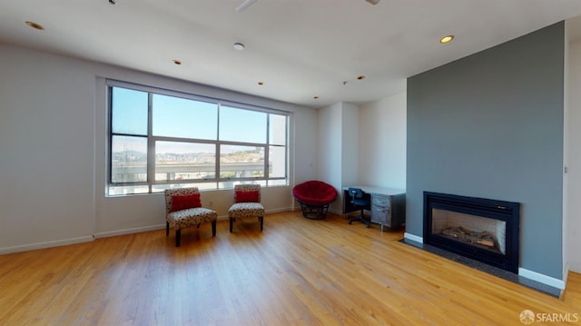 living area featuring light hardwood / wood-style flooring