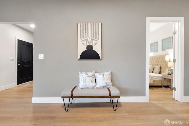 living area featuring light hardwood / wood-style flooring