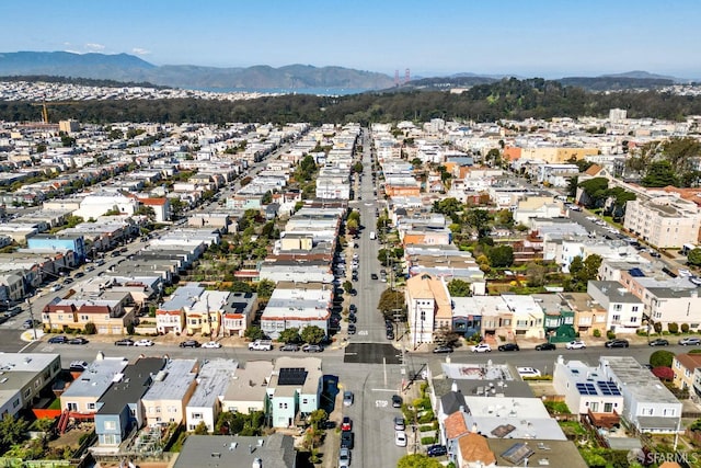 bird's eye view with a mountain view