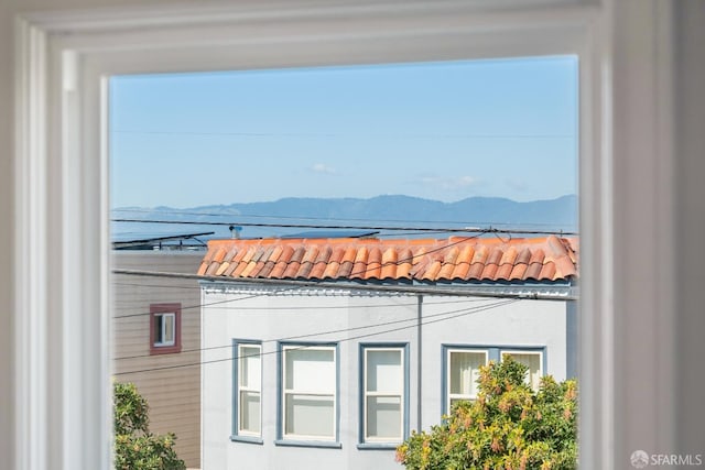 interior space featuring a mountain view