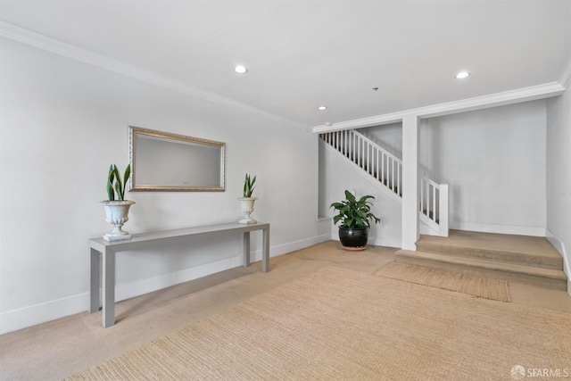 2195 Green St Unit 2, San Francisco, CA 94123 - interior space with carpet flooring, recessed lighting, baseboards, and ornamental molding