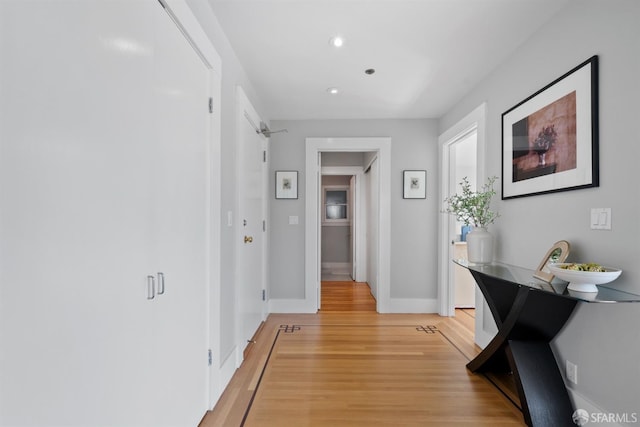 2195 Green St Unit 2, San Francisco, CA 94123 - hallway featuring recessed lighting, light wood-style flooring, and baseboards