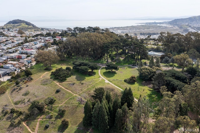 birds eye view of property with a mountain view