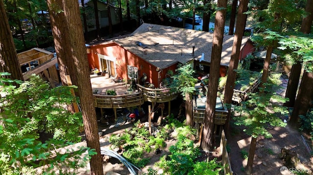 490 Huckleberry Ln, Boulder Creek, CA 95006 - back of property featuring a shingled roof