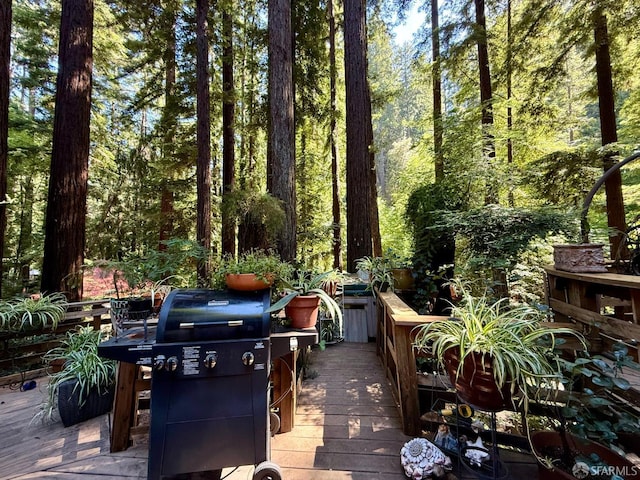 490 Huckleberry Ln, Boulder Creek, CA 95006 - deck featuring a grill and a view of trees