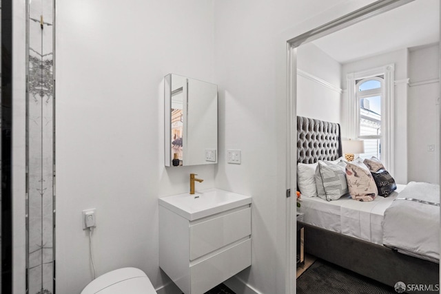 bathroom with toilet and vanity