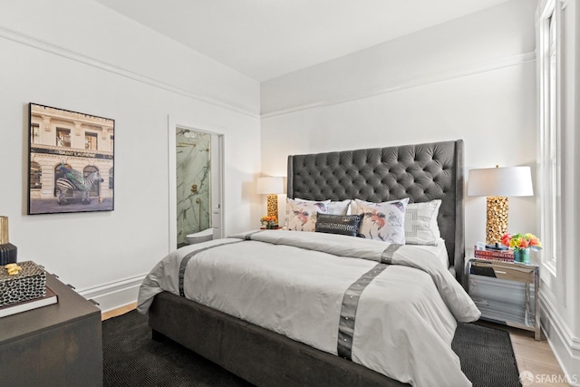 bedroom with light wood-type flooring