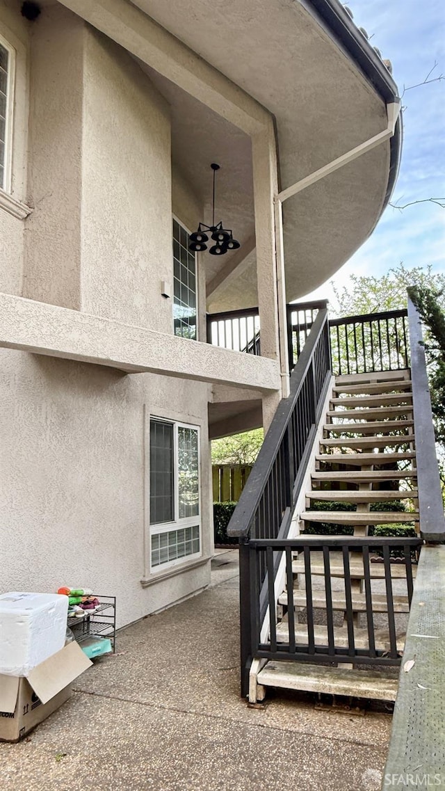 exterior space featuring stairway